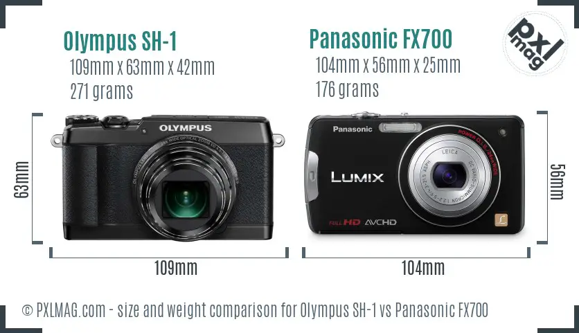 Olympus SH-1 vs Panasonic FX700 size comparison