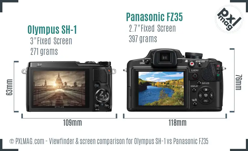 Olympus SH-1 vs Panasonic FZ35 Screen and Viewfinder comparison