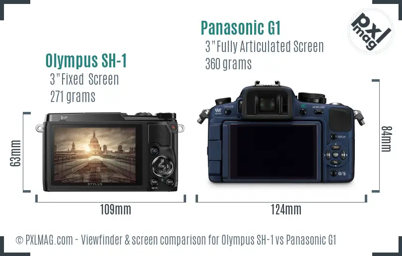 Olympus SH-1 vs Panasonic G1 Screen and Viewfinder comparison