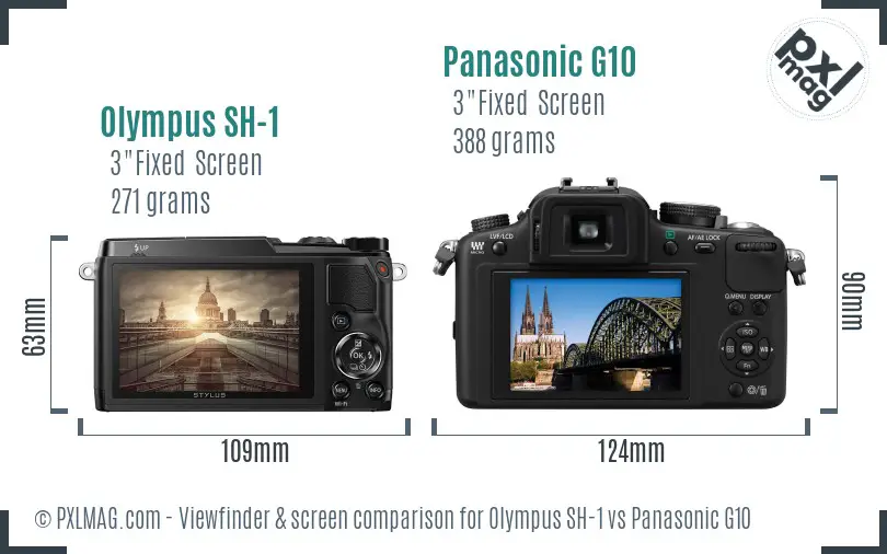 Olympus SH-1 vs Panasonic G10 Screen and Viewfinder comparison