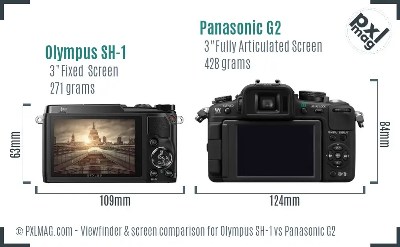 Olympus SH-1 vs Panasonic G2 Screen and Viewfinder comparison