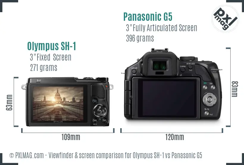 Olympus SH-1 vs Panasonic G5 Screen and Viewfinder comparison