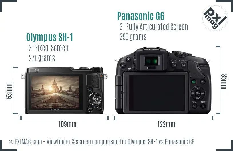 Olympus SH-1 vs Panasonic G6 Screen and Viewfinder comparison