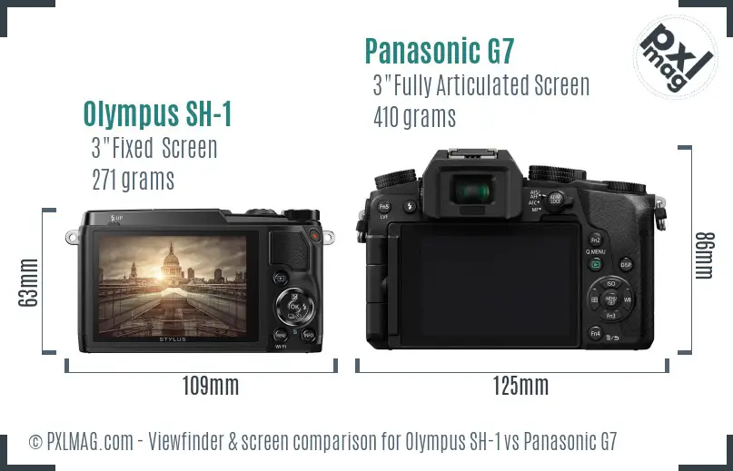 Olympus SH-1 vs Panasonic G7 Screen and Viewfinder comparison