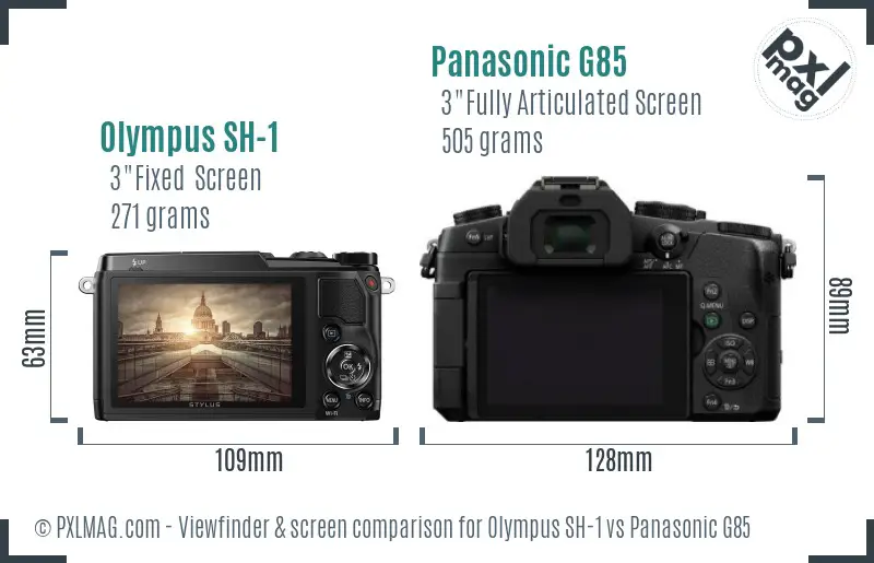 Olympus SH-1 vs Panasonic G85 Screen and Viewfinder comparison