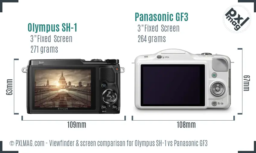 Olympus SH-1 vs Panasonic GF3 Screen and Viewfinder comparison