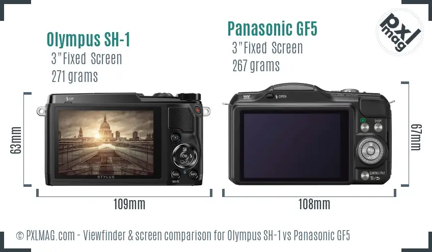 Olympus SH-1 vs Panasonic GF5 Screen and Viewfinder comparison