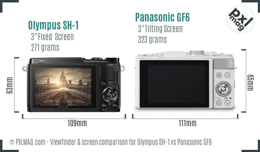 Olympus SH-1 vs Panasonic GF6 Screen and Viewfinder comparison