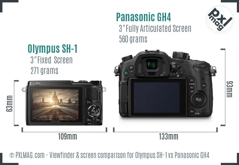Olympus SH-1 vs Panasonic GH4 Screen and Viewfinder comparison