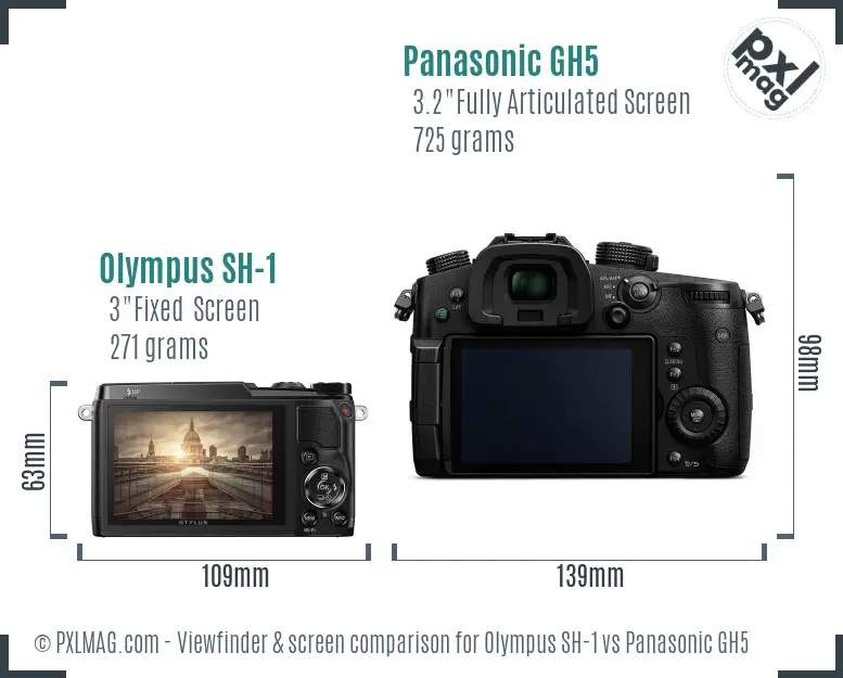 Olympus SH-1 vs Panasonic GH5 Screen and Viewfinder comparison