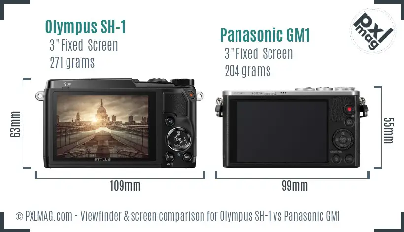 Olympus SH-1 vs Panasonic GM1 Screen and Viewfinder comparison