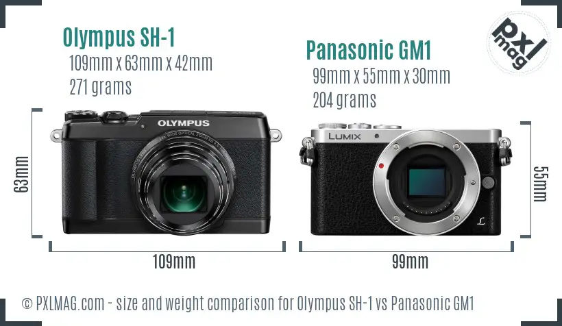 Olympus SH-1 vs Panasonic GM1 size comparison