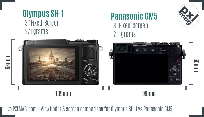 Olympus SH-1 vs Panasonic GM5 Screen and Viewfinder comparison