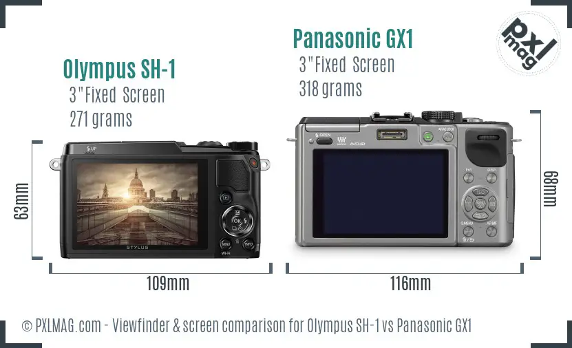 Olympus SH-1 vs Panasonic GX1 Screen and Viewfinder comparison