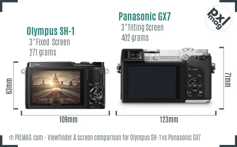 Olympus SH-1 vs Panasonic GX7 Screen and Viewfinder comparison