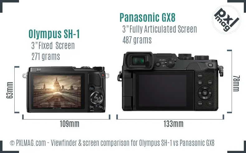 Olympus SH-1 vs Panasonic GX8 Screen and Viewfinder comparison