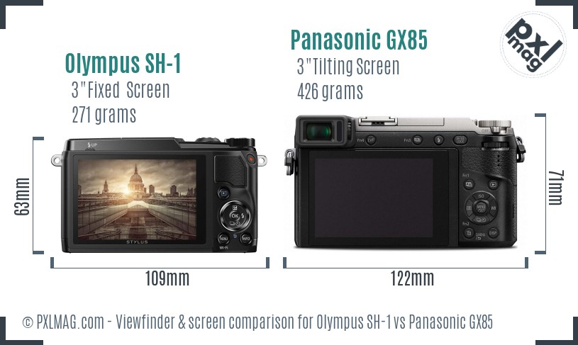 Olympus SH-1 vs Panasonic GX85 Screen and Viewfinder comparison