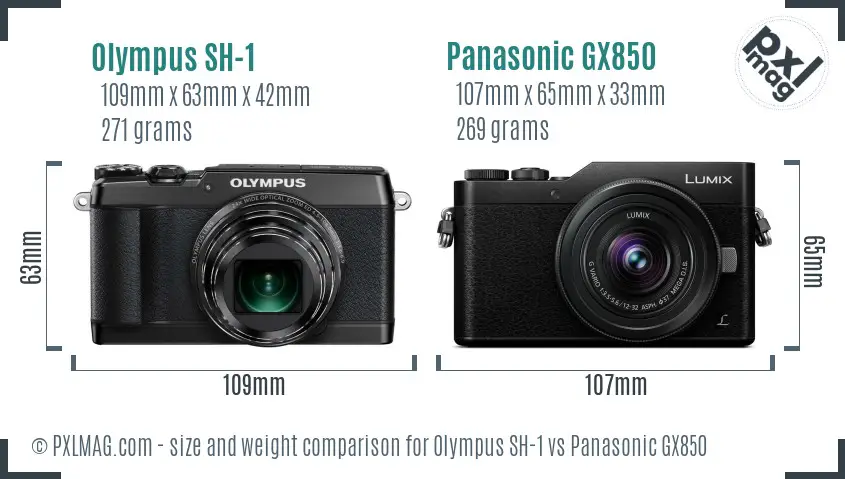 Olympus SH-1 vs Panasonic GX850 size comparison