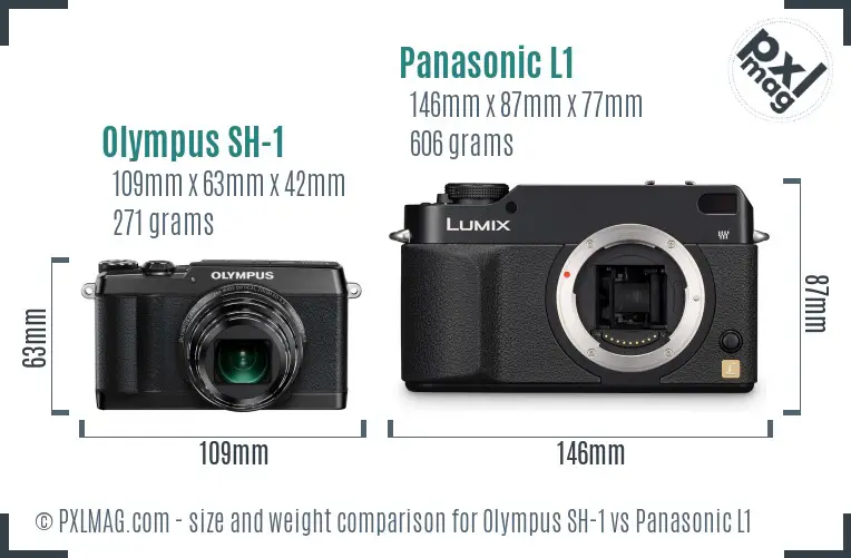 Olympus SH-1 vs Panasonic L1 size comparison