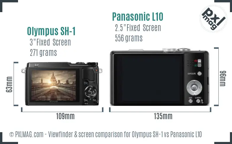 Olympus SH-1 vs Panasonic L10 Screen and Viewfinder comparison