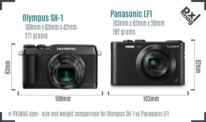 Olympus SH-1 vs Panasonic LF1 size comparison