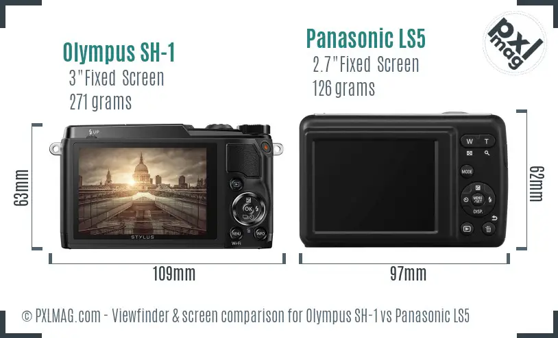 Olympus SH-1 vs Panasonic LS5 Screen and Viewfinder comparison