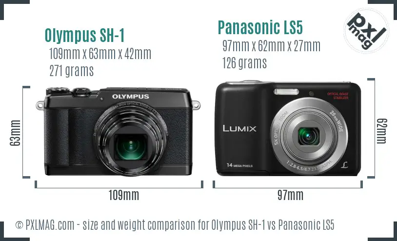 Olympus SH-1 vs Panasonic LS5 size comparison