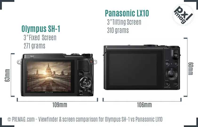 Olympus SH-1 vs Panasonic LX10 Screen and Viewfinder comparison
