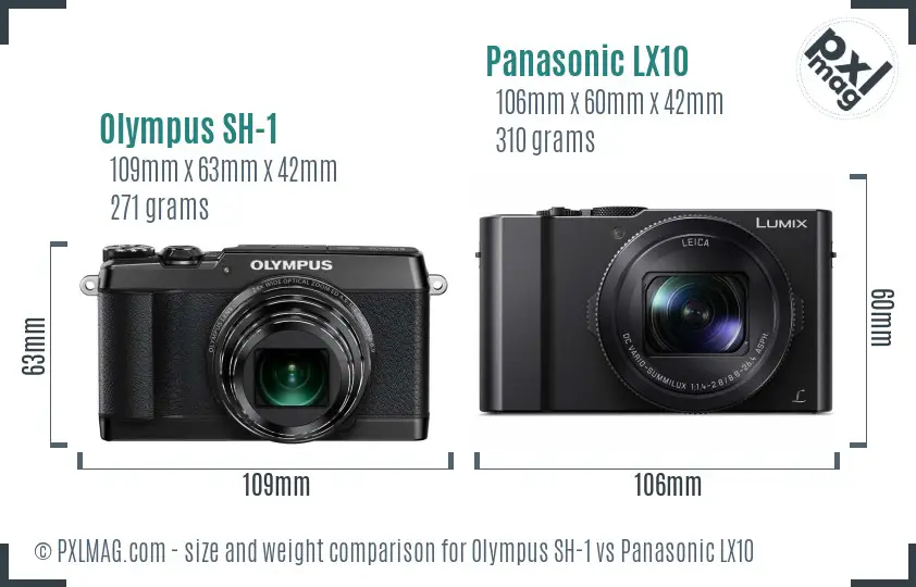 Olympus SH-1 vs Panasonic LX10 size comparison