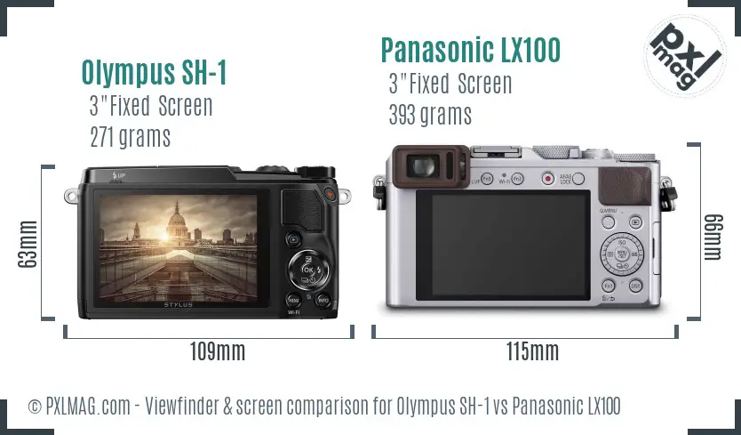 Olympus SH-1 vs Panasonic LX100 Screen and Viewfinder comparison