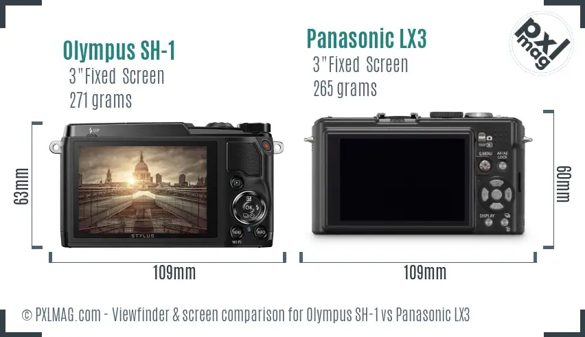 Olympus SH-1 vs Panasonic LX3 Screen and Viewfinder comparison