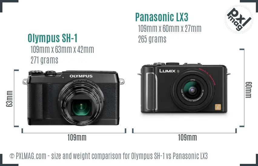 Olympus SH-1 vs Panasonic LX3 size comparison