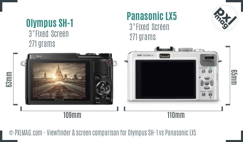 Olympus SH-1 vs Panasonic LX5 Screen and Viewfinder comparison