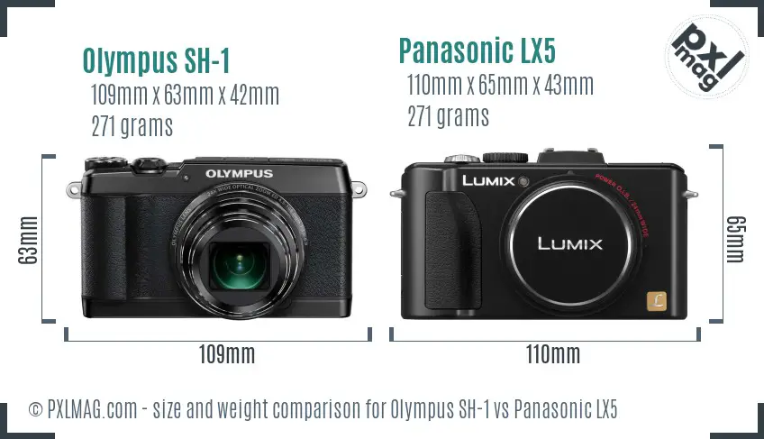 Olympus SH-1 vs Panasonic LX5 size comparison