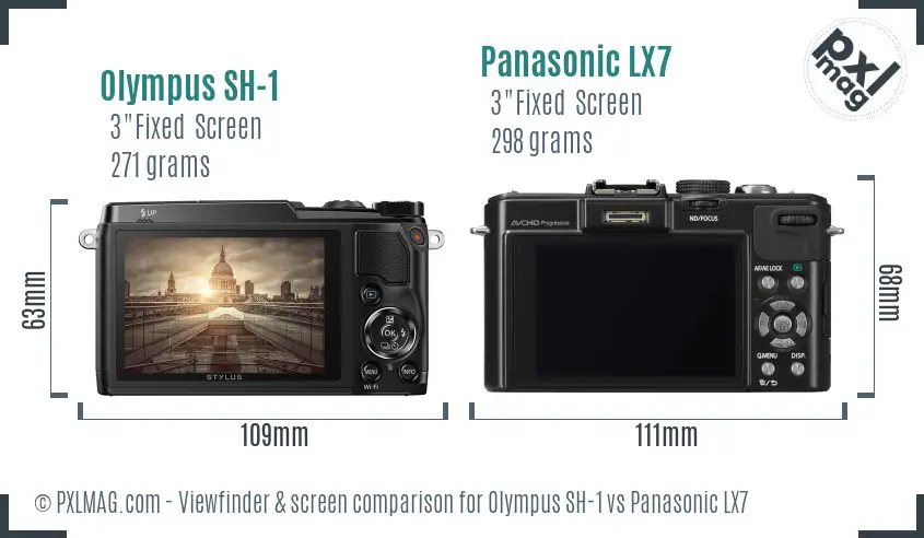 Olympus SH-1 vs Panasonic LX7 Screen and Viewfinder comparison