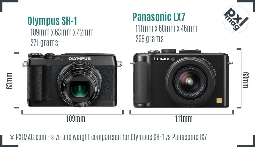 Olympus SH-1 vs Panasonic LX7 size comparison