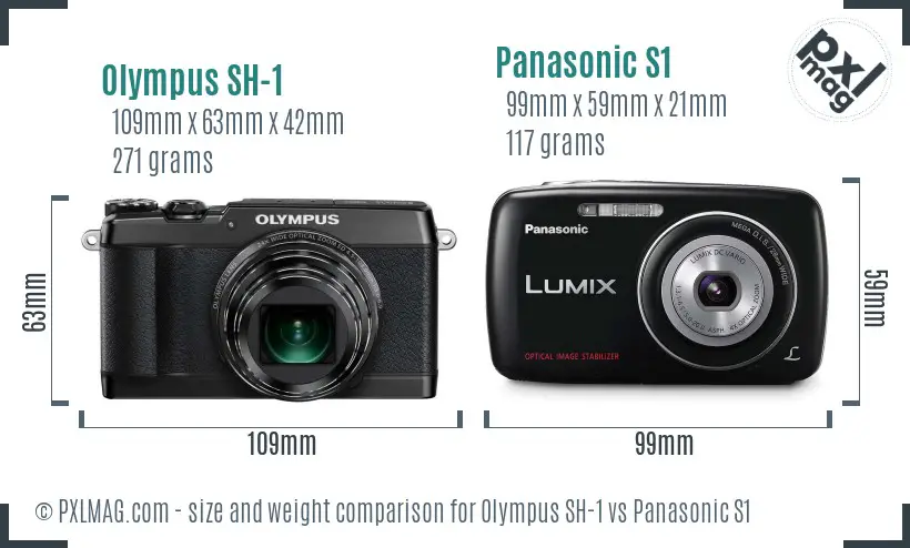Olympus SH-1 vs Panasonic S1 size comparison