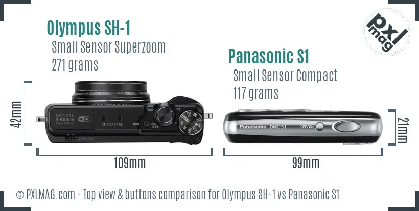 Olympus SH-1 vs Panasonic S1 top view buttons comparison