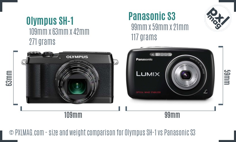 Olympus SH-1 vs Panasonic S3 size comparison