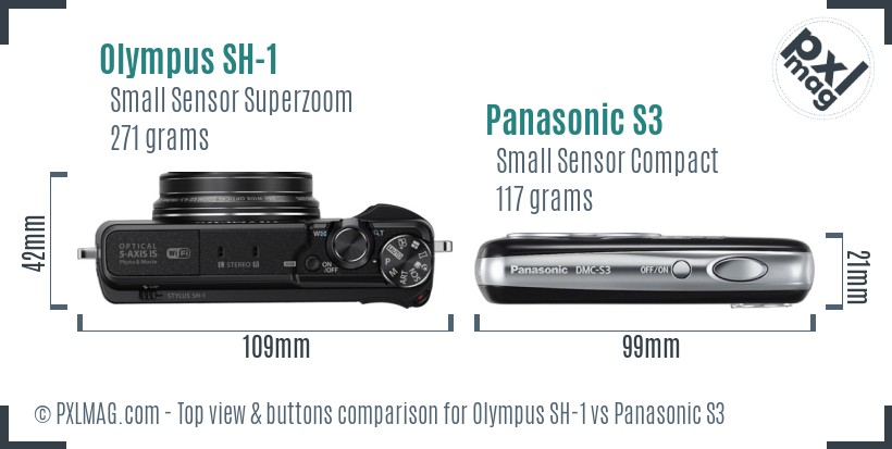 Olympus SH-1 vs Panasonic S3 top view buttons comparison