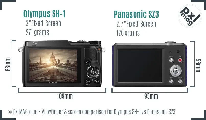 Olympus SH-1 vs Panasonic SZ3 Screen and Viewfinder comparison