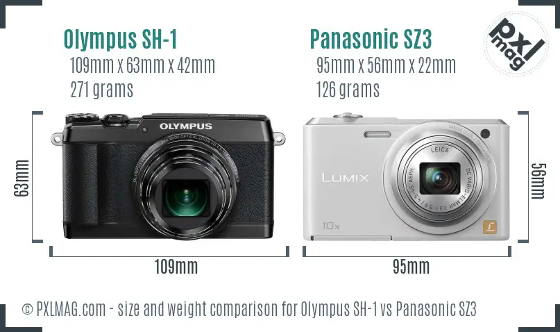 Olympus SH-1 vs Panasonic SZ3 size comparison