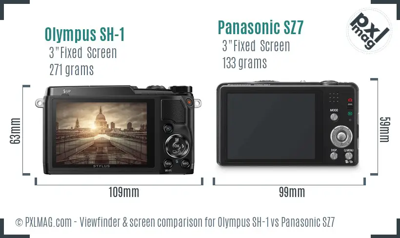 Olympus SH-1 vs Panasonic SZ7 Screen and Viewfinder comparison