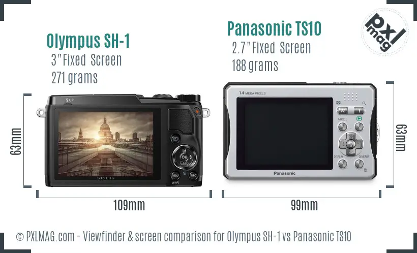 Olympus SH-1 vs Panasonic TS10 Screen and Viewfinder comparison