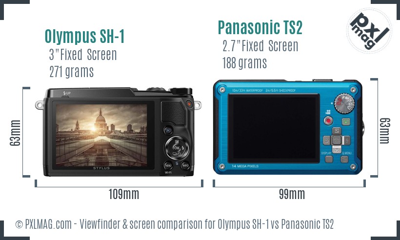 Olympus SH-1 vs Panasonic TS2 Screen and Viewfinder comparison