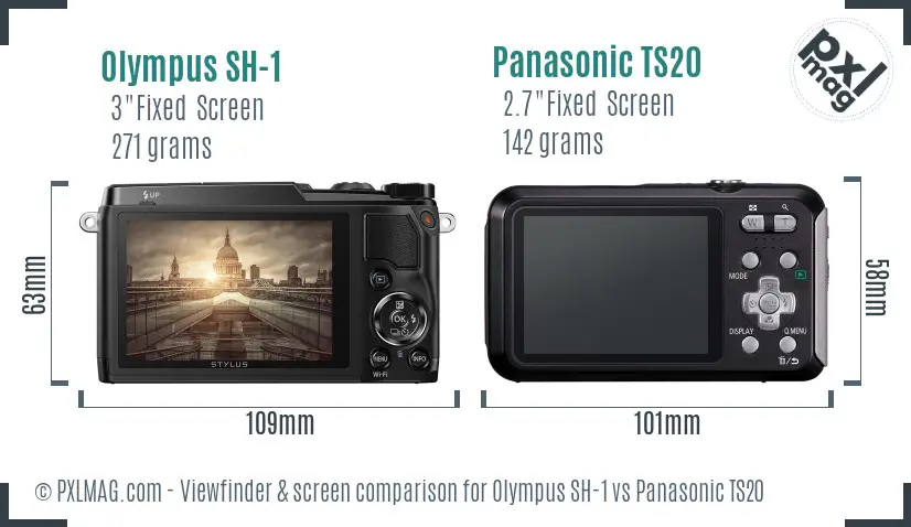 Olympus SH-1 vs Panasonic TS20 Screen and Viewfinder comparison