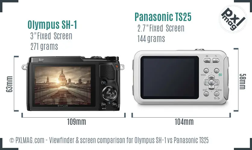 Olympus SH-1 vs Panasonic TS25 Screen and Viewfinder comparison