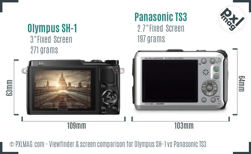 Olympus SH-1 vs Panasonic TS3 Screen and Viewfinder comparison