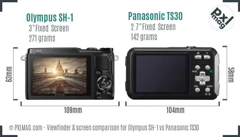 Olympus SH-1 vs Panasonic TS30 Screen and Viewfinder comparison