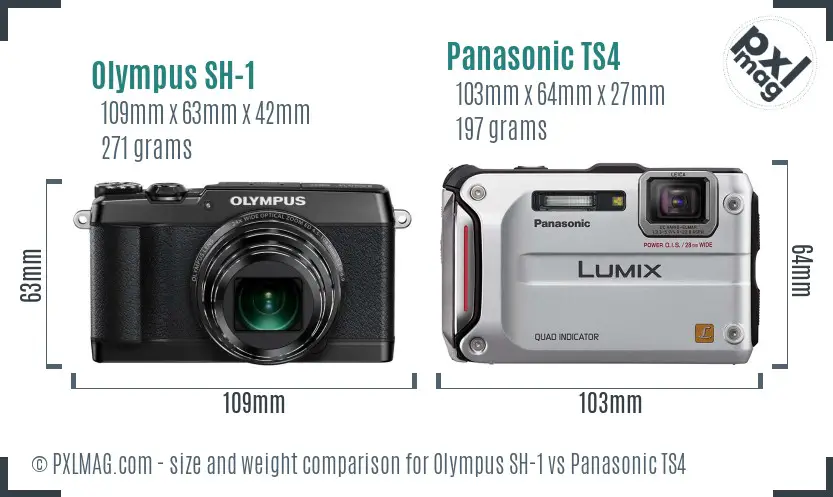 Olympus SH-1 vs Panasonic TS4 size comparison
